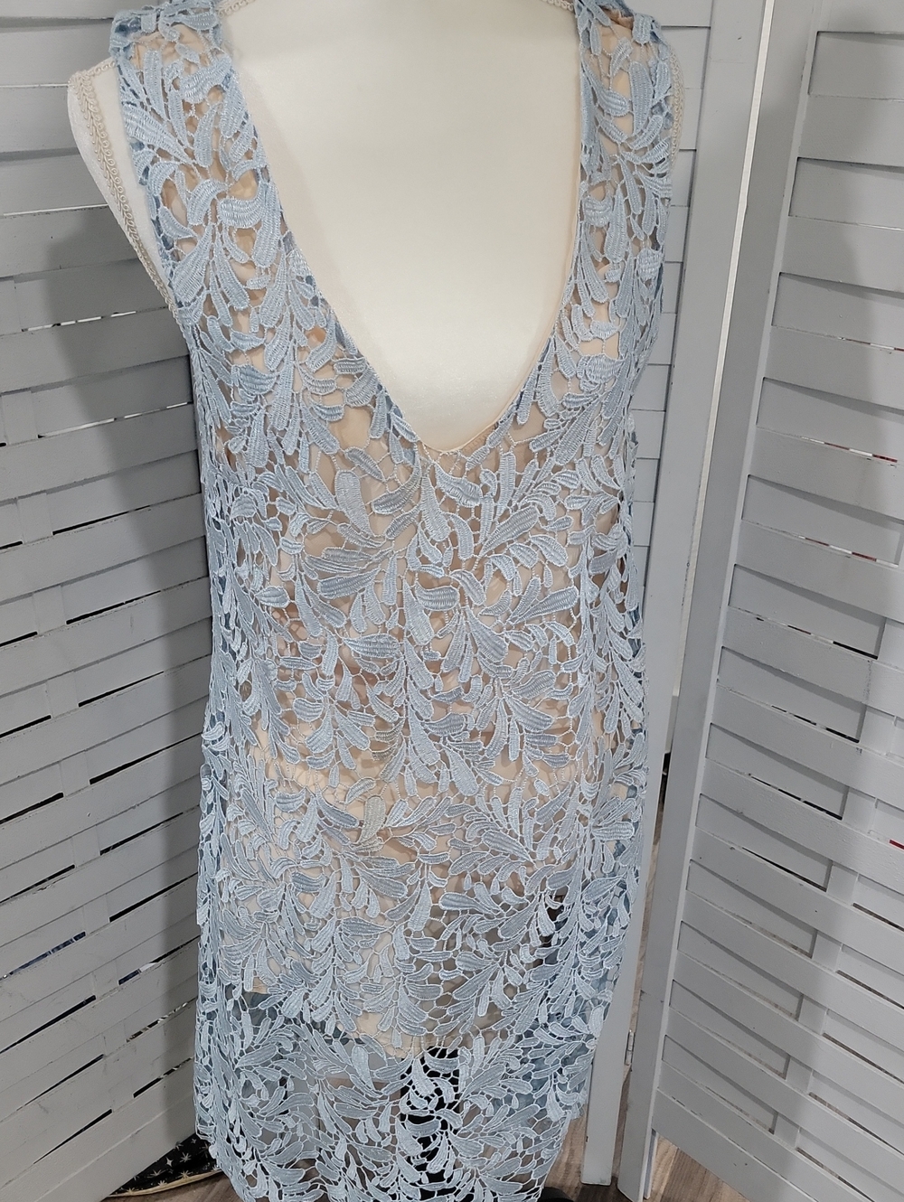 Goldie Blue Lace Tank Mini Dress Size Large